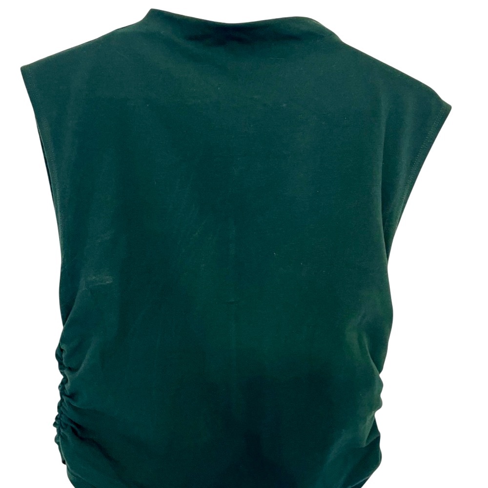 Reformation Ruched Forest Green Muscle Tee Size Small - Picture 2 of 5